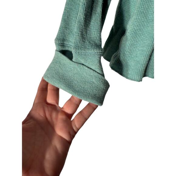 American Eagle Min0t Green Vintage Waffle Henley Women's Fitted XL - Picture 3 of 12